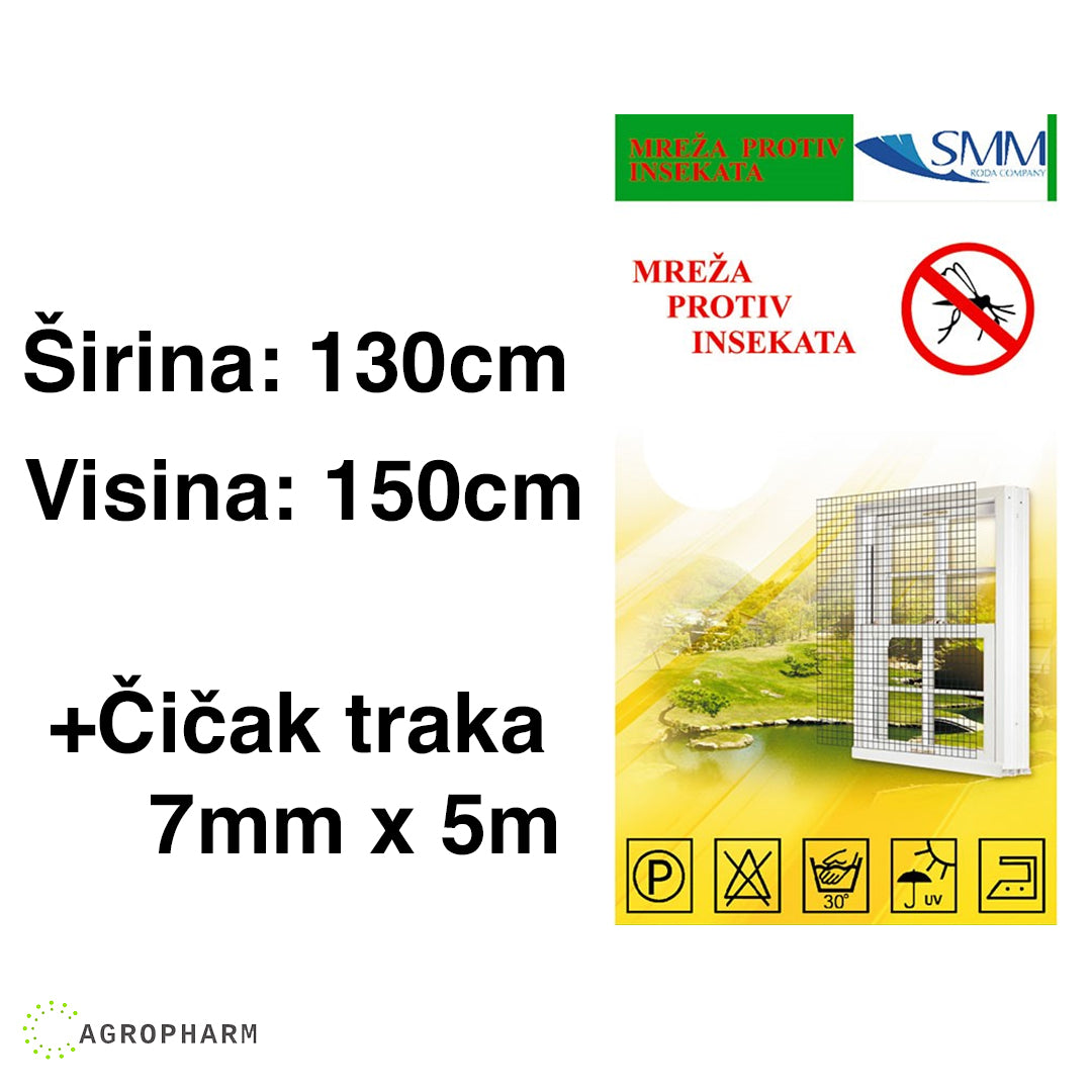 Mreža protiv insekata sa čičak trakom 130x150cm