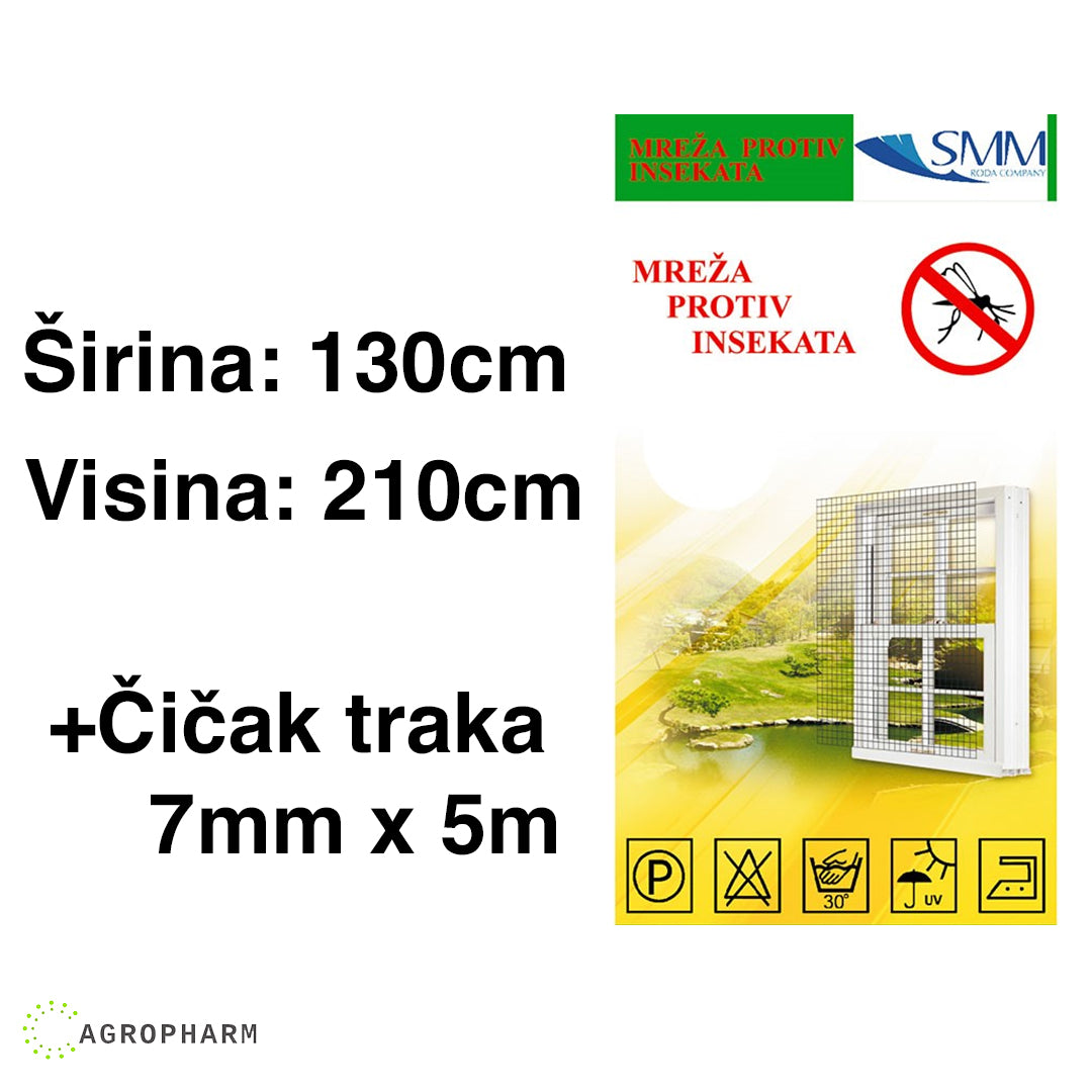Mreža protiv insekata sa čičak trakom 130x210cm