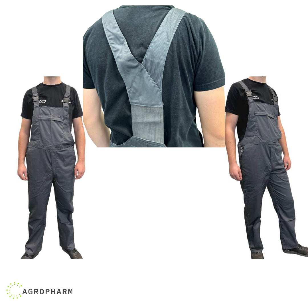 Radne pantalone sive sa tregerima Monsun