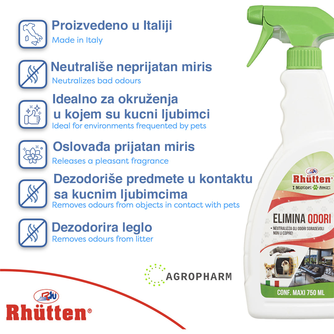 Sprej za neutralisanje mirisa životinja 750ml Rhutten Elimina Odori