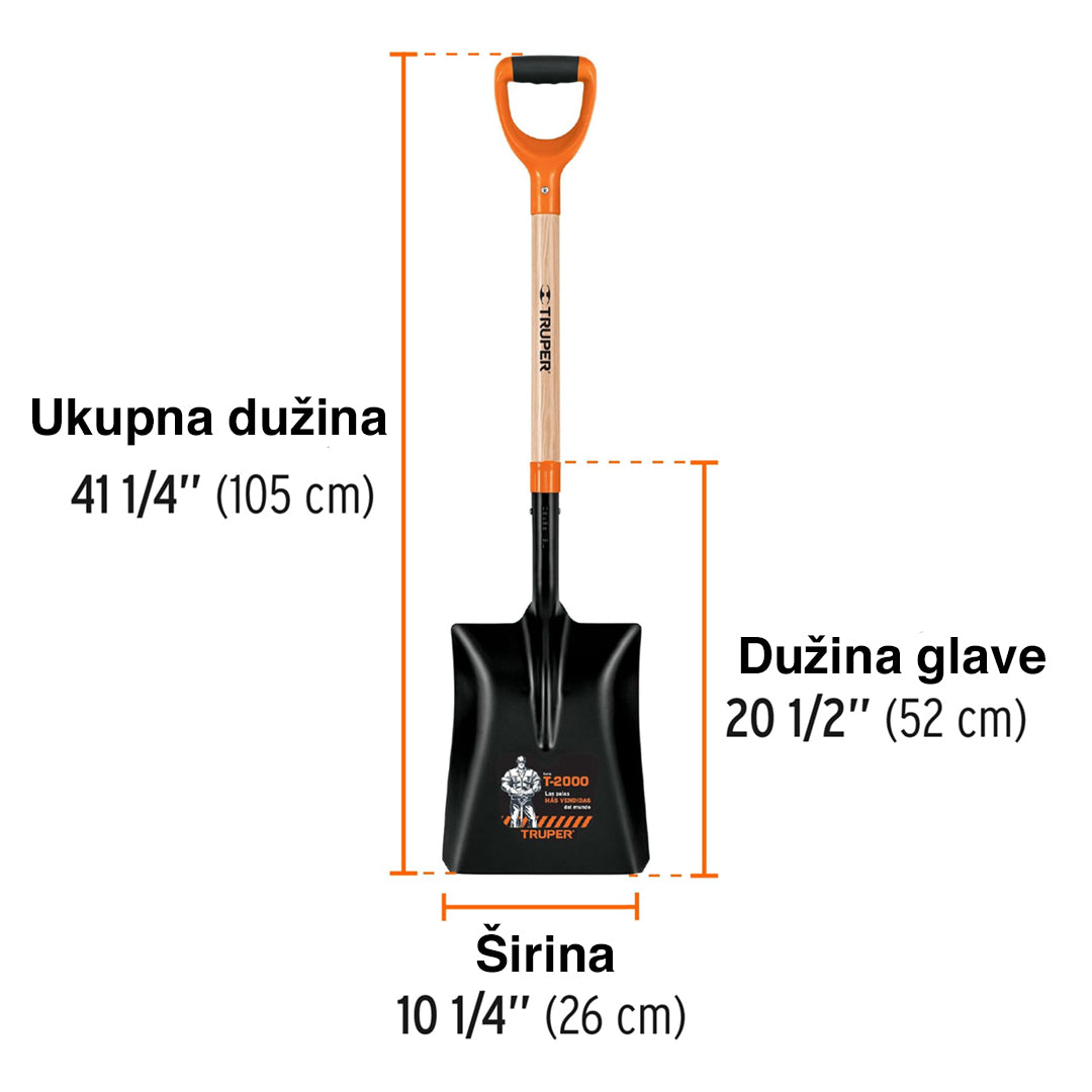 Lopata kvadratna sa ručkom D Drip TRUPER