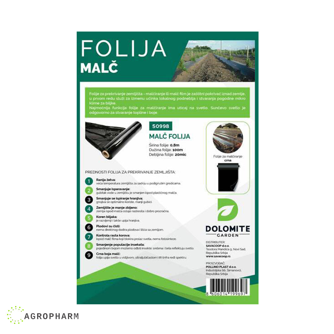 Crna mulc folija 0,8x100m